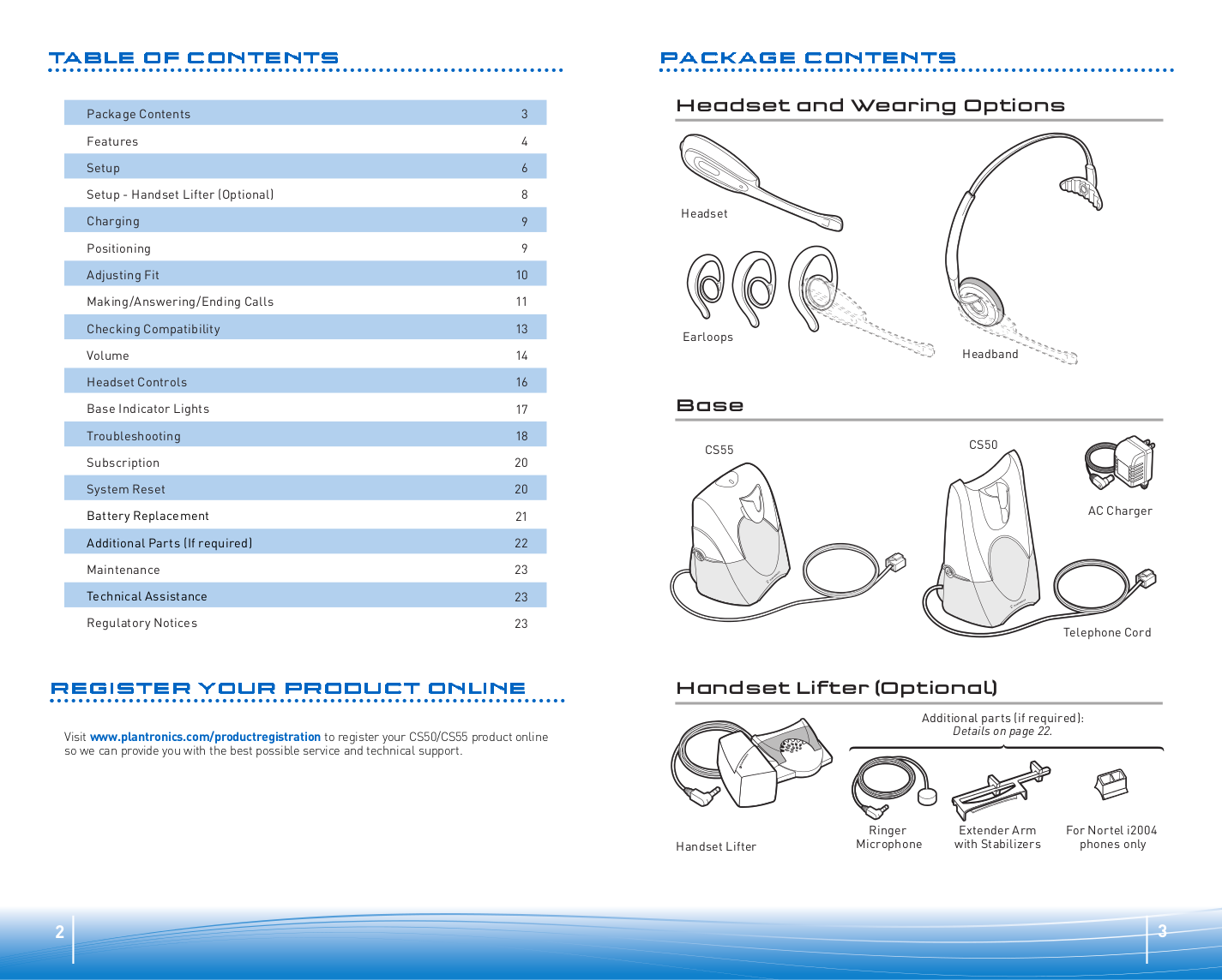 PDF manual for Plantronics Headset CS50